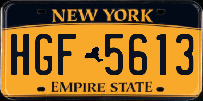 NY license plate HGF5613