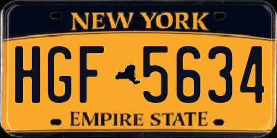 NY license plate HGF5634