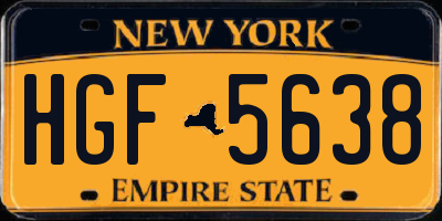 NY license plate HGF5638