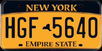 NY license plate HGF5640
