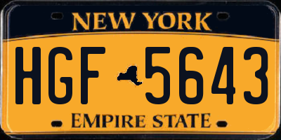 NY license plate HGF5643
