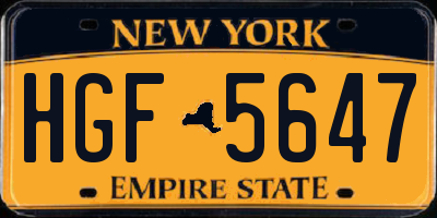 NY license plate HGF5647