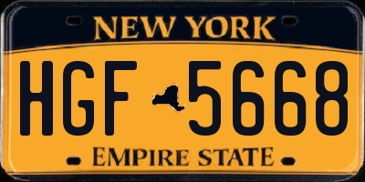 NY license plate HGF5668