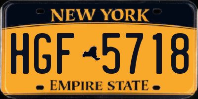 NY license plate HGF5718