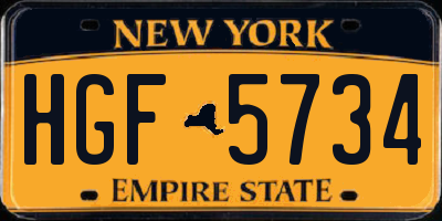 NY license plate HGF5734