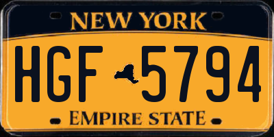 NY license plate HGF5794