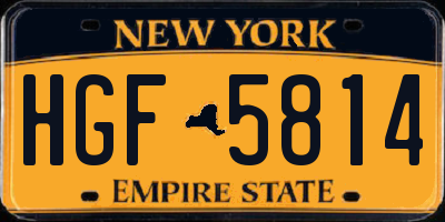 NY license plate HGF5814