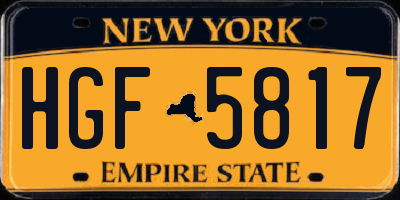 NY license plate HGF5817