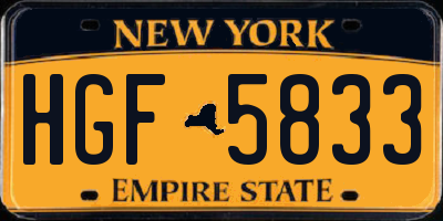 NY license plate HGF5833