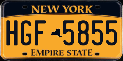 NY license plate HGF5855