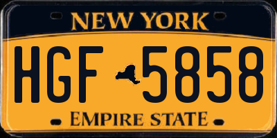 NY license plate HGF5858
