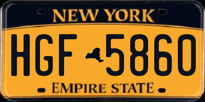 NY license plate HGF5860