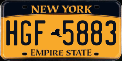 NY license plate HGF5883