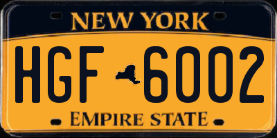 NY license plate HGF6002