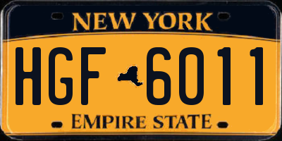 NY license plate HGF6011