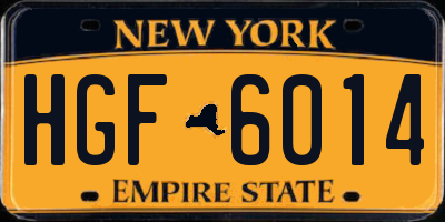NY license plate HGF6014