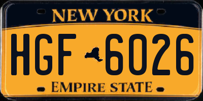 NY license plate HGF6026