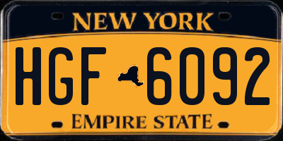 NY license plate HGF6092