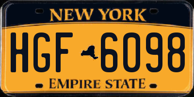 NY license plate HGF6098