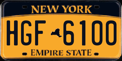 NY license plate HGF6100