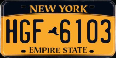 NY license plate HGF6103