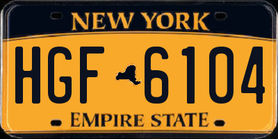 NY license plate HGF6104