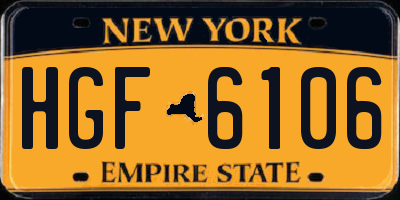 NY license plate HGF6106