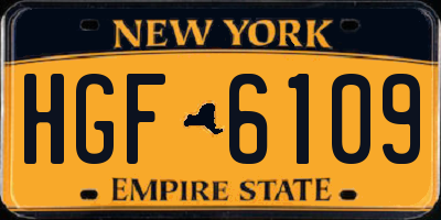 NY license plate HGF6109
