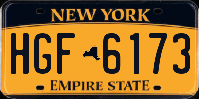 NY license plate HGF6173