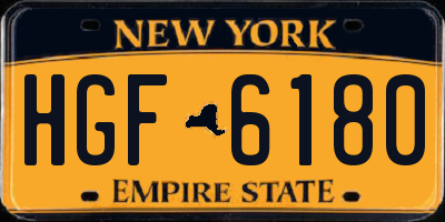 NY license plate HGF6180