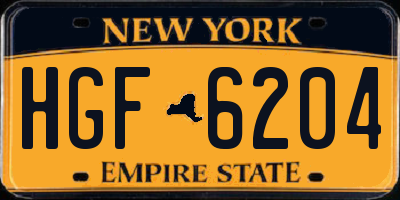 NY license plate HGF6204