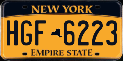 NY license plate HGF6223