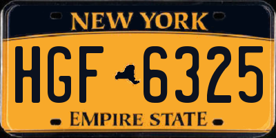 NY license plate HGF6325