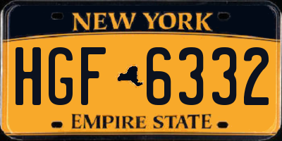 NY license plate HGF6332
