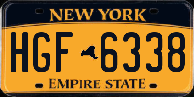 NY license plate HGF6338