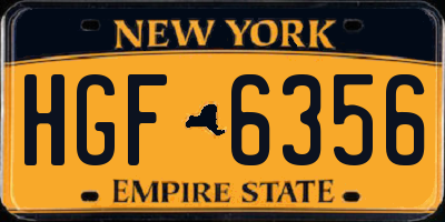 NY license plate HGF6356