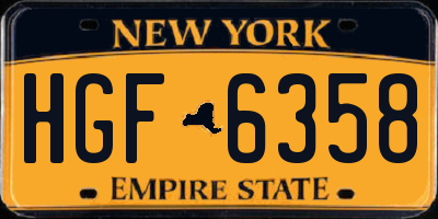NY license plate HGF6358