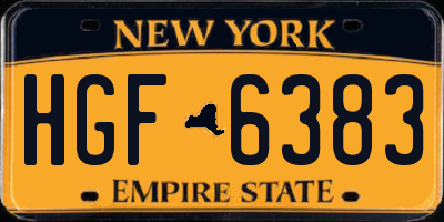 NY license plate HGF6383