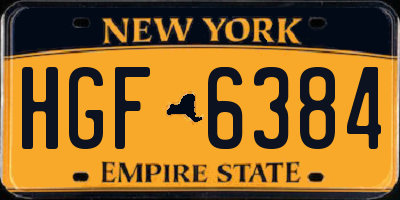 NY license plate HGF6384