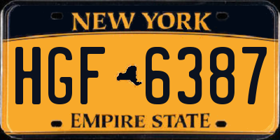 NY license plate HGF6387
