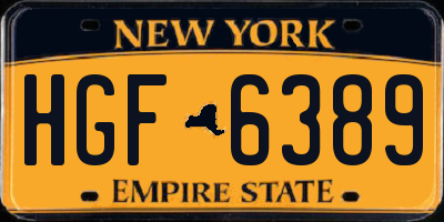NY license plate HGF6389