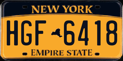 NY license plate HGF6418