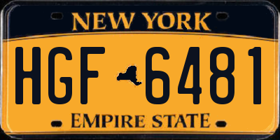 NY license plate HGF6481
