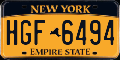 NY license plate HGF6494