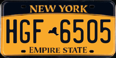 NY license plate HGF6505