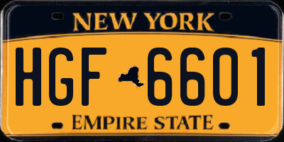 NY license plate HGF6601