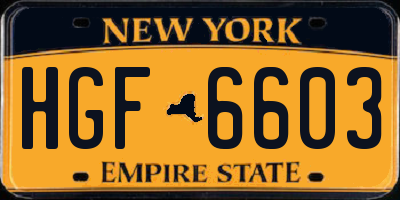 NY license plate HGF6603