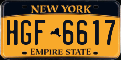 NY license plate HGF6617