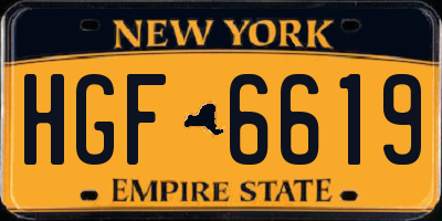 NY license plate HGF6619