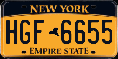 NY license plate HGF6655